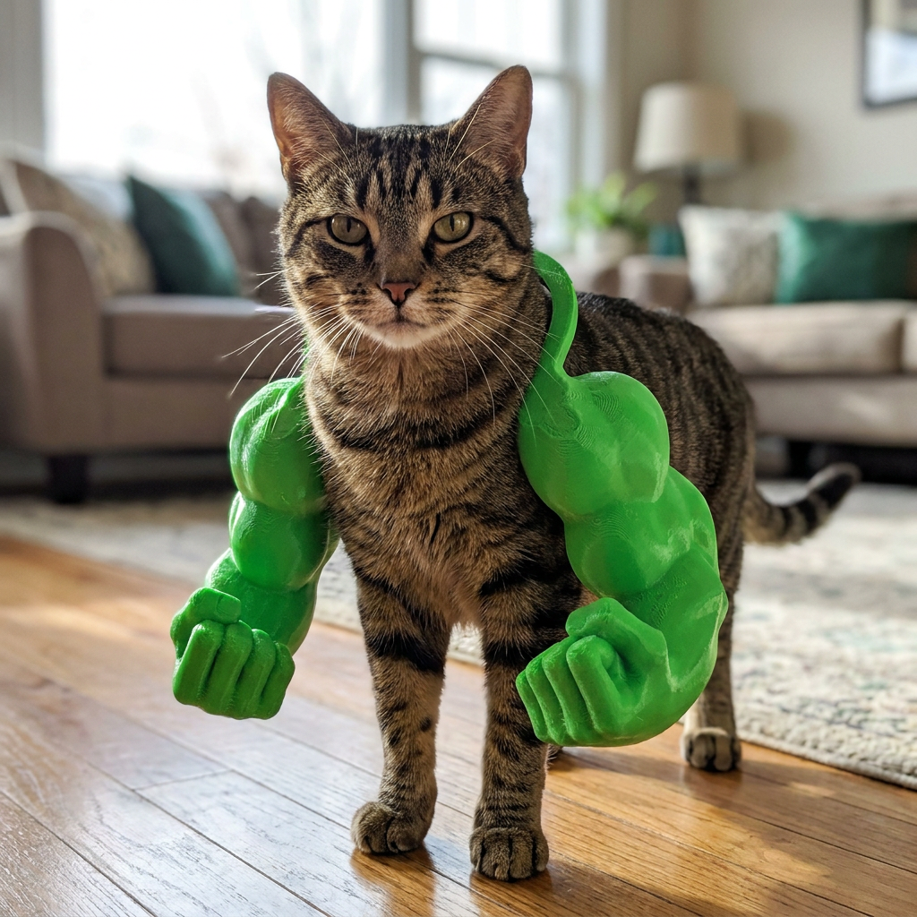 Muscle Arm Cat Costume Harness for Funny Pet Photos and Dress Up