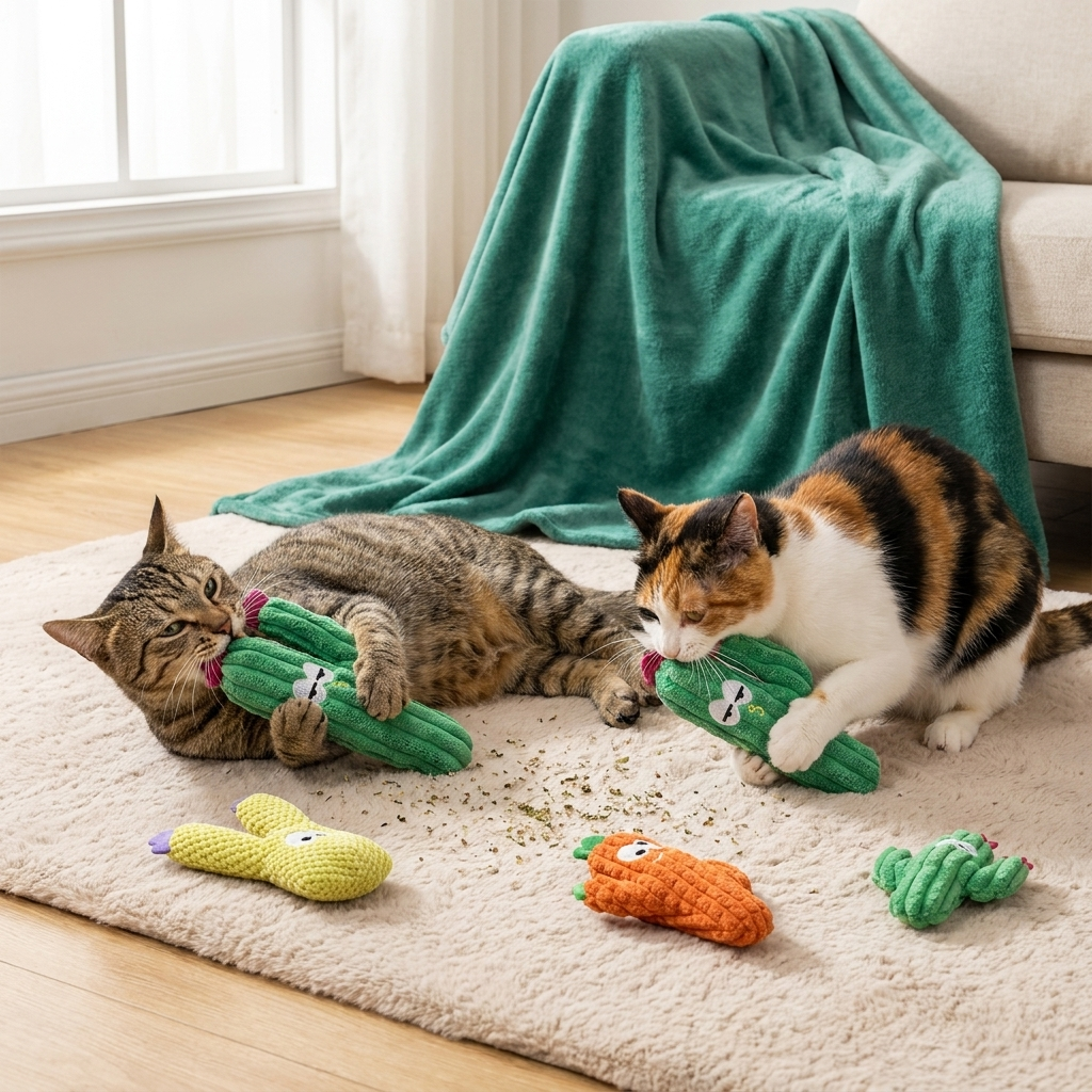 Catnip-Filled Cactus Teeth Cleaning Cat Toy