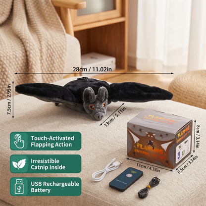Touch—Activated Flapping Bat Cat Toy with Catnip