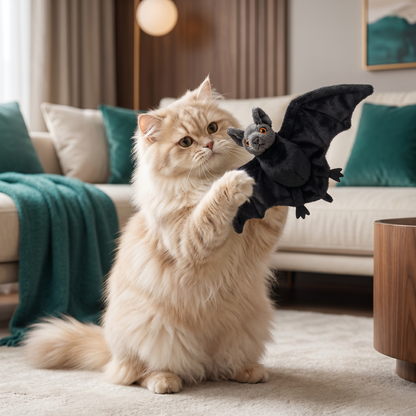 Touch—Activated Flapping Bat Cat Toy with Catnip