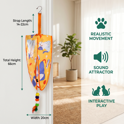 Automatic Hanging Cat Toy with Feather Teasers & Sound