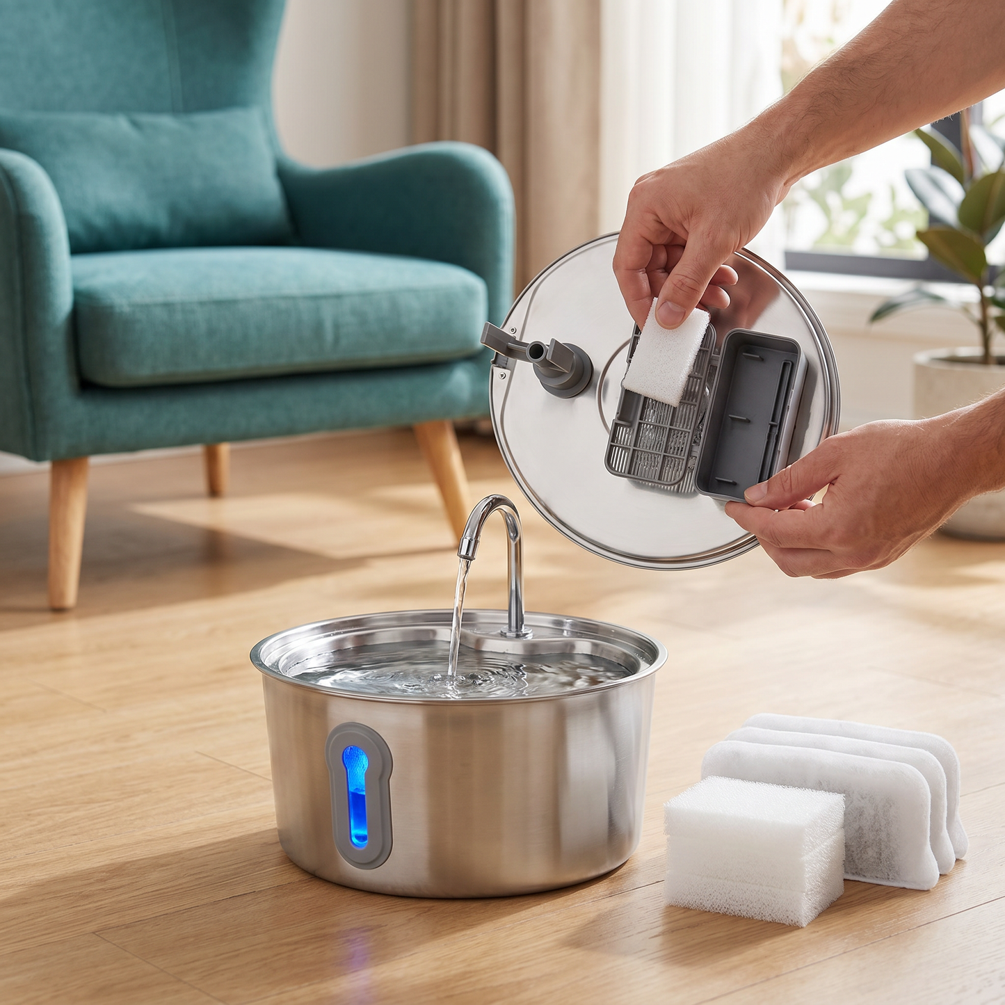 Smart Antibacterial Stainless Steel Pet Water Fountain – 4L Ultra-Quiet for Improved Pet Hydration & Health