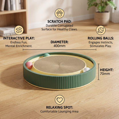Interactive Cat Scratcher Pad with Rolling Balls and Relaxing Play Area