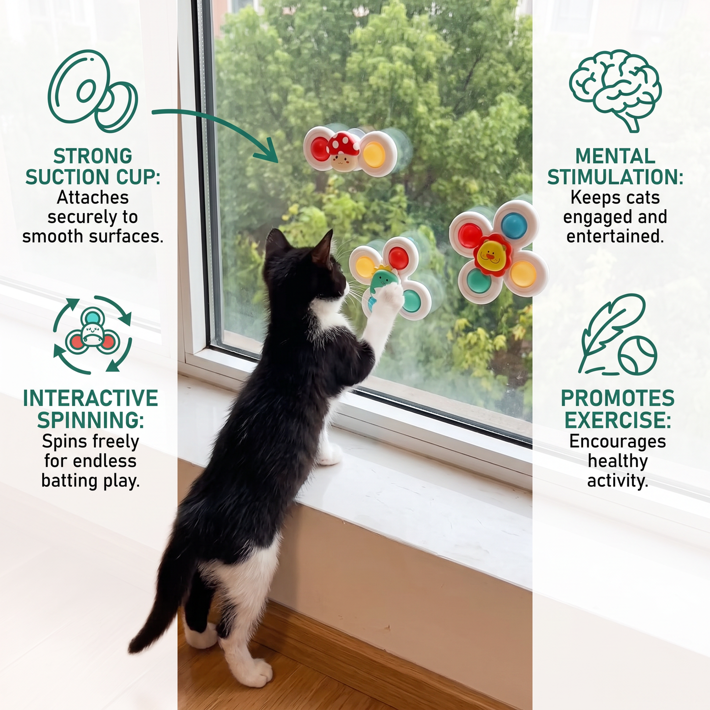 Interactive Cat Spinning Toys - Set of 3