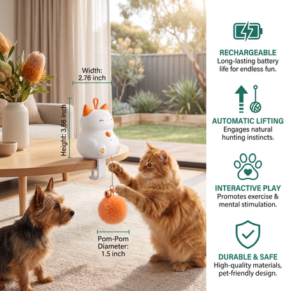 Interactive Rechargeable Cat Toy – Automatic Lifting Pom-Pom Teaser