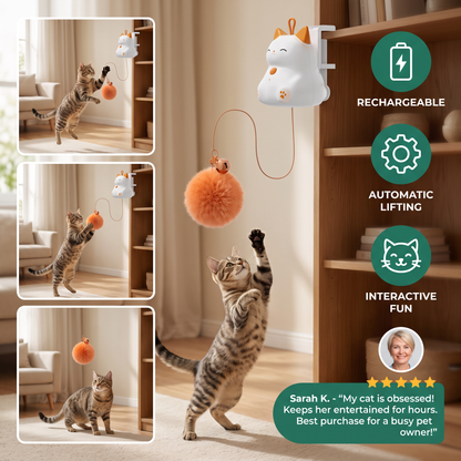 Interactive Rechargeable Cat Toy – Automatic Lifting Pom-Pom Teaser