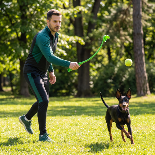 Interactive Tennis Ball Launcher for Dogs – Long-Handle Fetch Thrower
