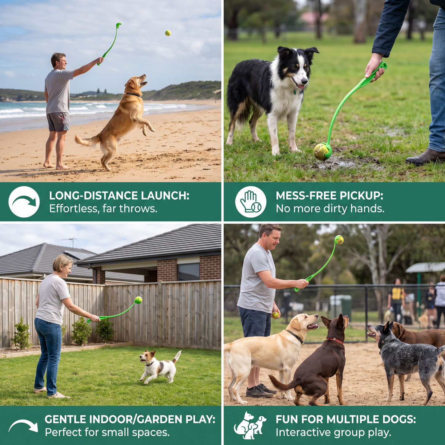 Interactive Tennis Ball Launcher for Dogs – Long-Handle Fetch Thrower