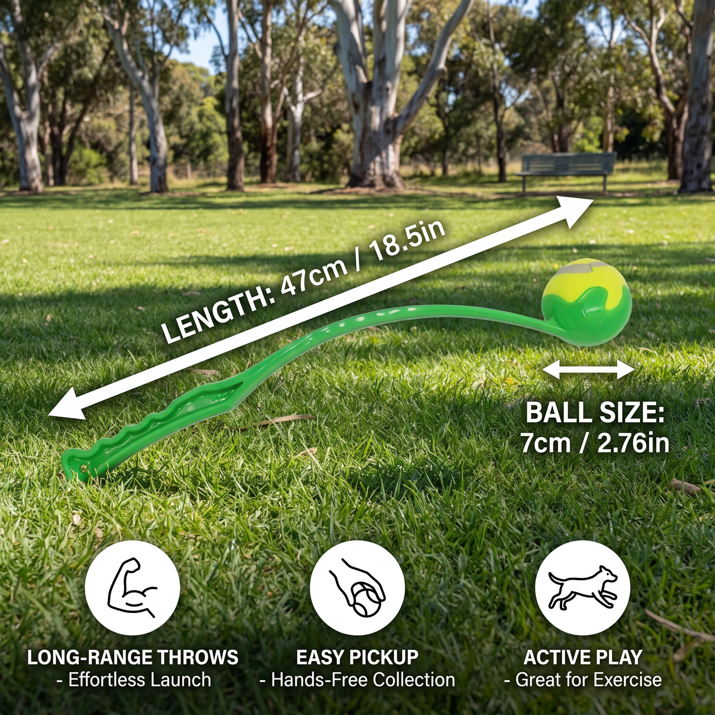 Interactive Tennis Ball Launcher for Dogs – Long-Handle Fetch Thrower