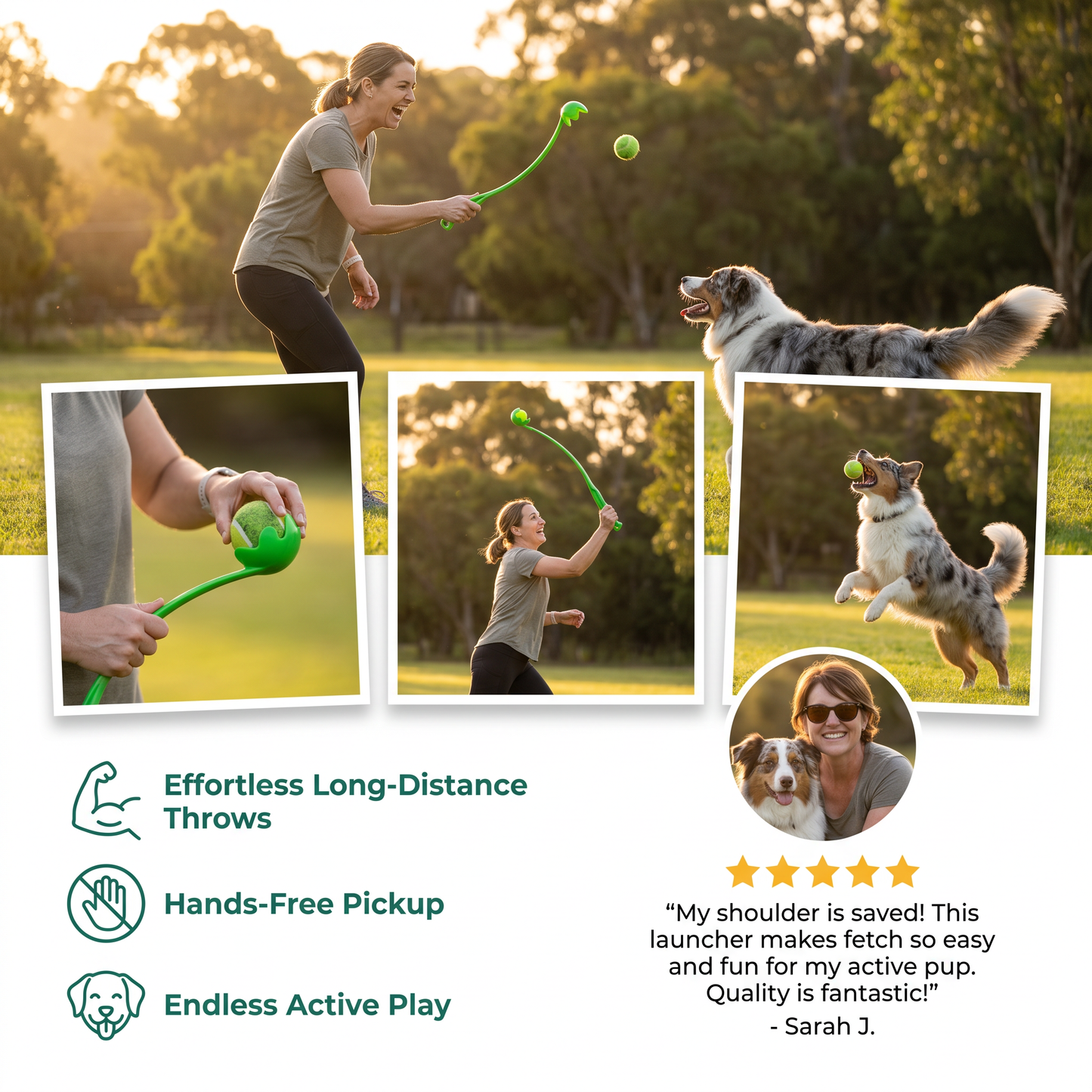Interactive Tennis Ball Launcher for Dogs – Long-Handle Fetch Thrower