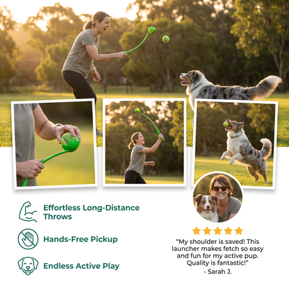 Interactive Tennis Ball Launcher for Dogs – Long-Handle Fetch Thrower