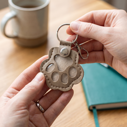 Leather Memorial Pet Hair Storage Keychain