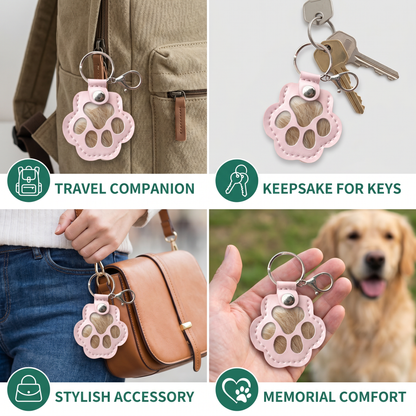 Leather Memorial Pet Hair Storage Keychain