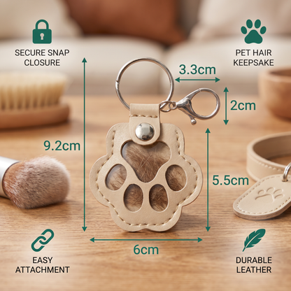 Leather Memorial Pet Hair Storage Keychain