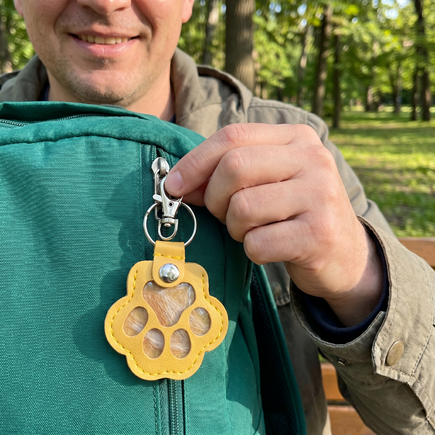 Leather Memorial Pet Hair Storage Keychain