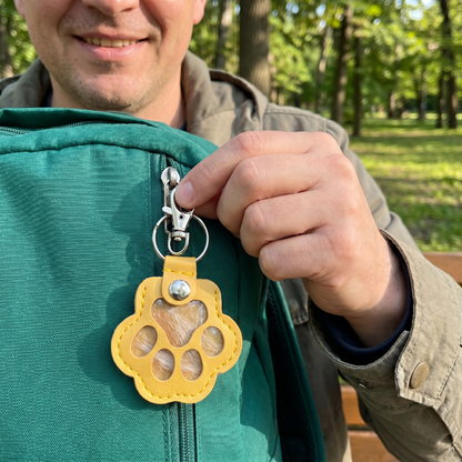 Leather Memorial Pet Hair Storage Keychain