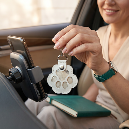 Leather Memorial Pet Hair Storage Keychain