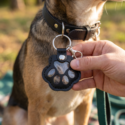 Leather Memorial Pet Hair Storage Keychain