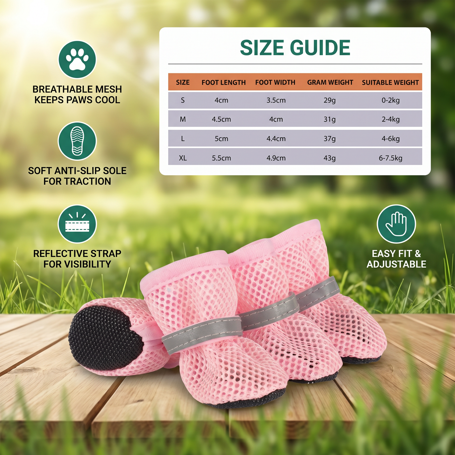Breathable Mesh Dog Shoes for Hot Days – Soft Sole for Small & Large Dogs