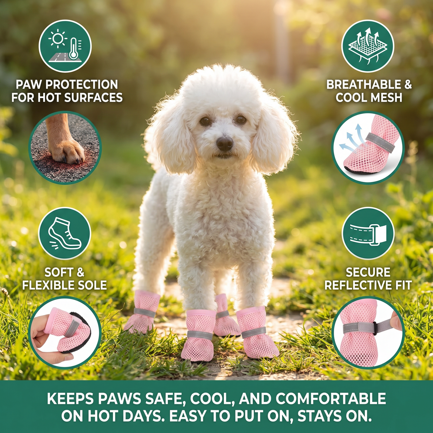 Breathable Mesh Dog Shoes for Hot Days – Soft Sole for Small & Large Dogs