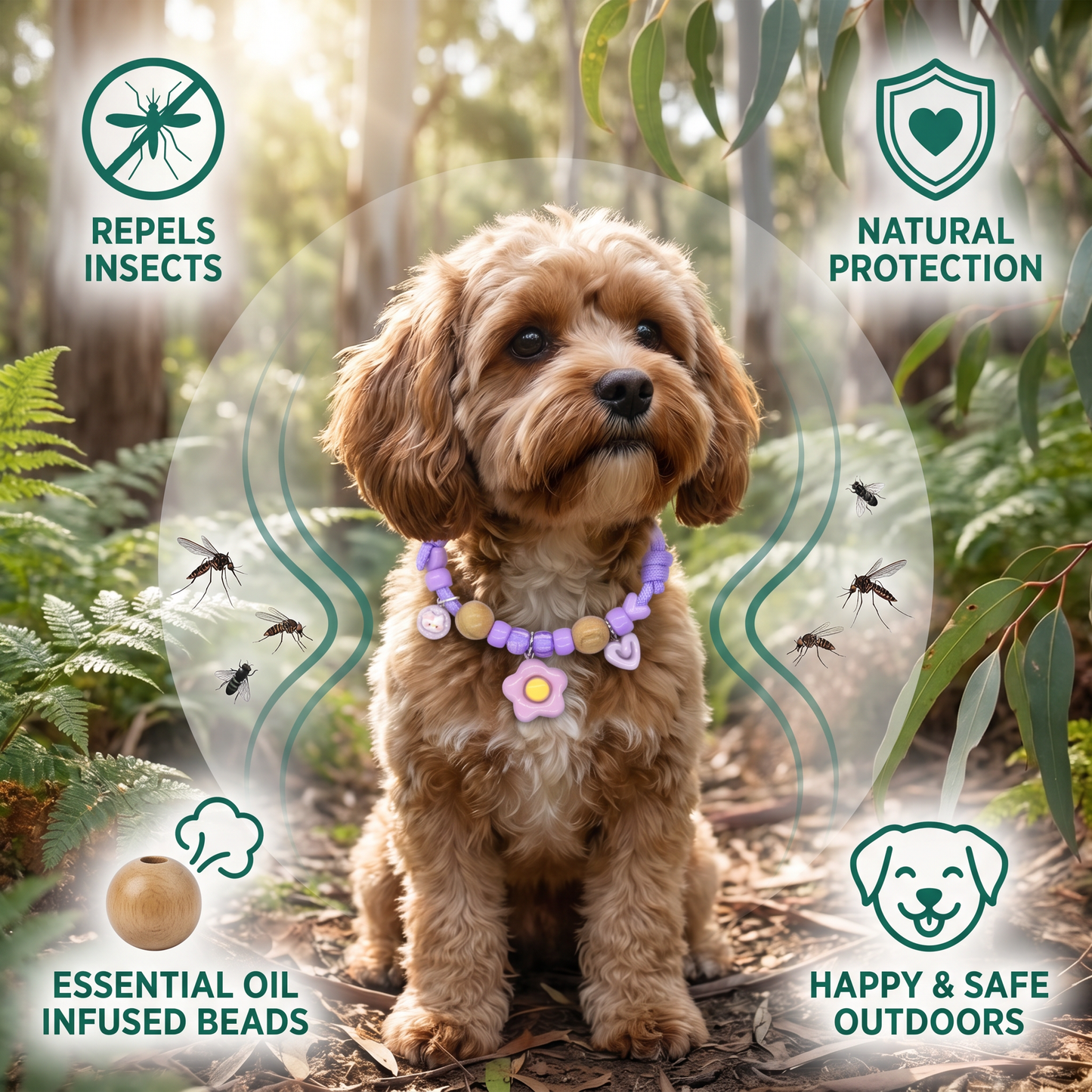 Cute collar with insect repellent for dogs