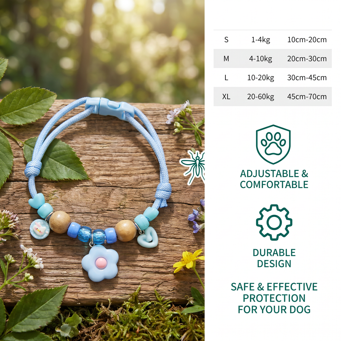 Cute collar with insect repellent for dogs
