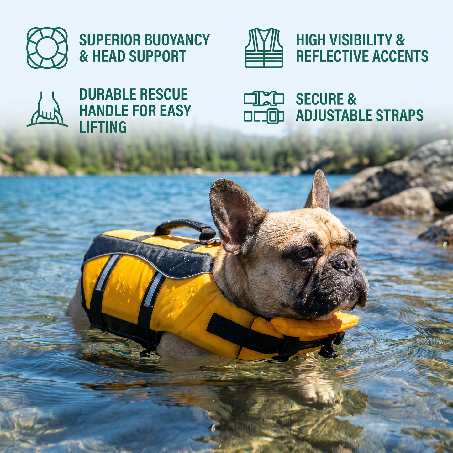 Dog Safety Swim Vest with Rescue Handle