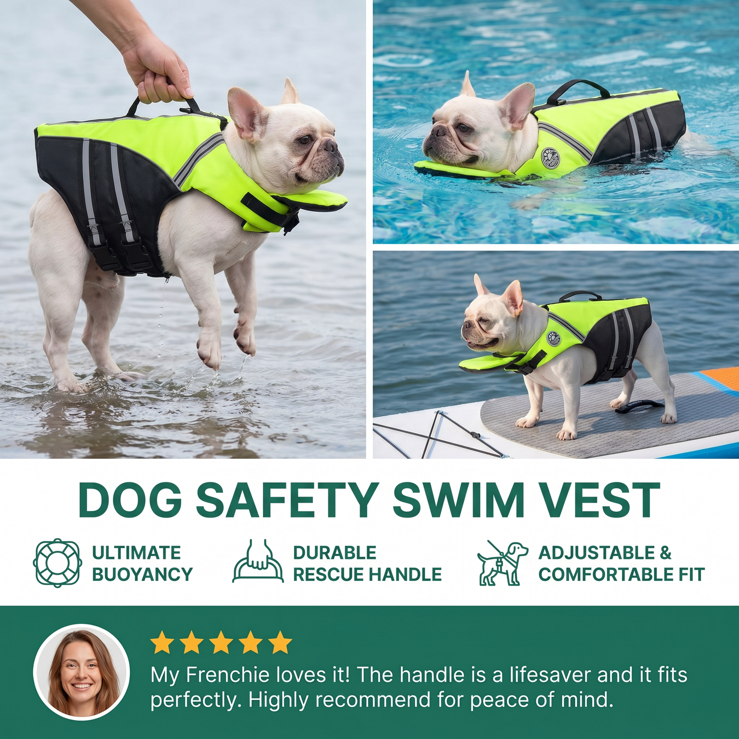 Dog Safety Swim Vest with Rescue Handle