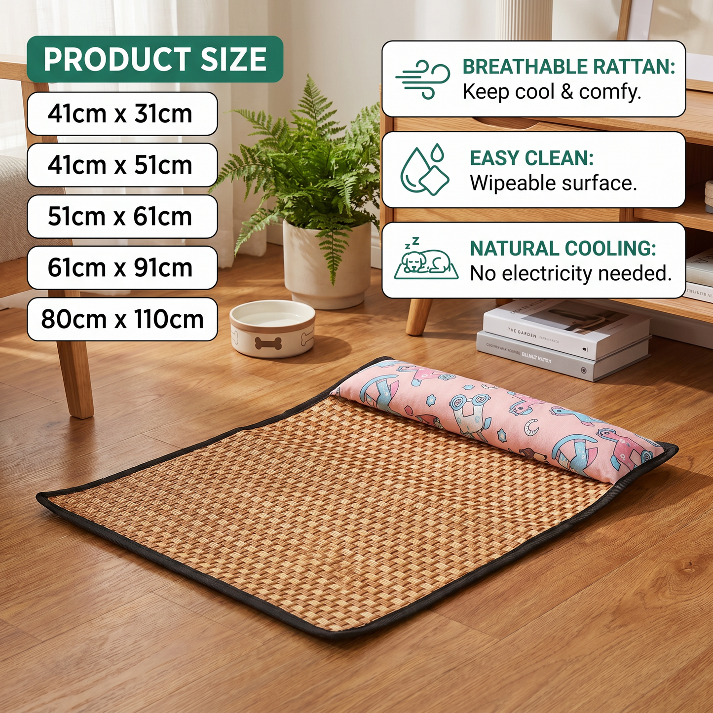 Breathable Rattan Dog Cooling Mat