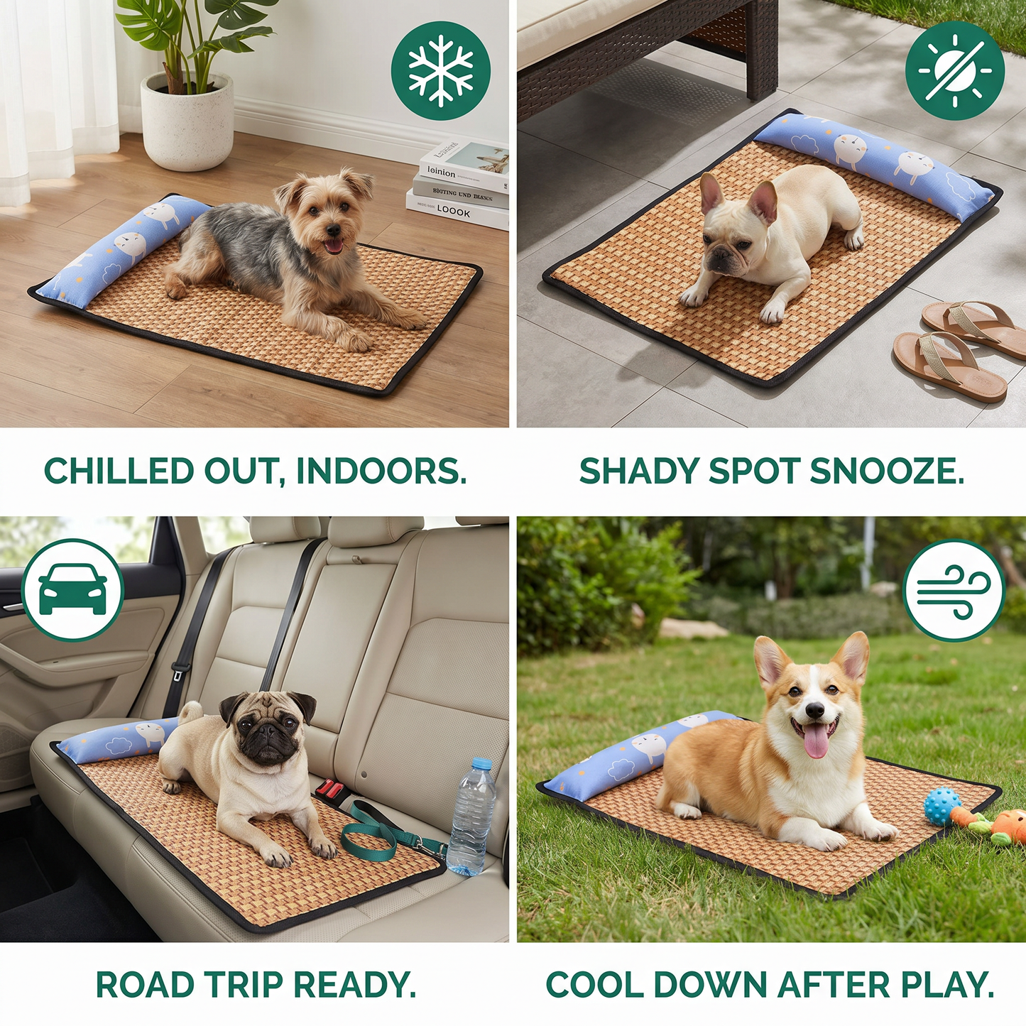 Breathable Rattan Dog Cooling Mat