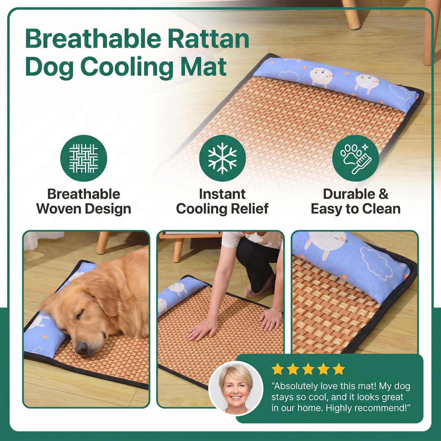 Breathable Rattan Dog Cooling Mat