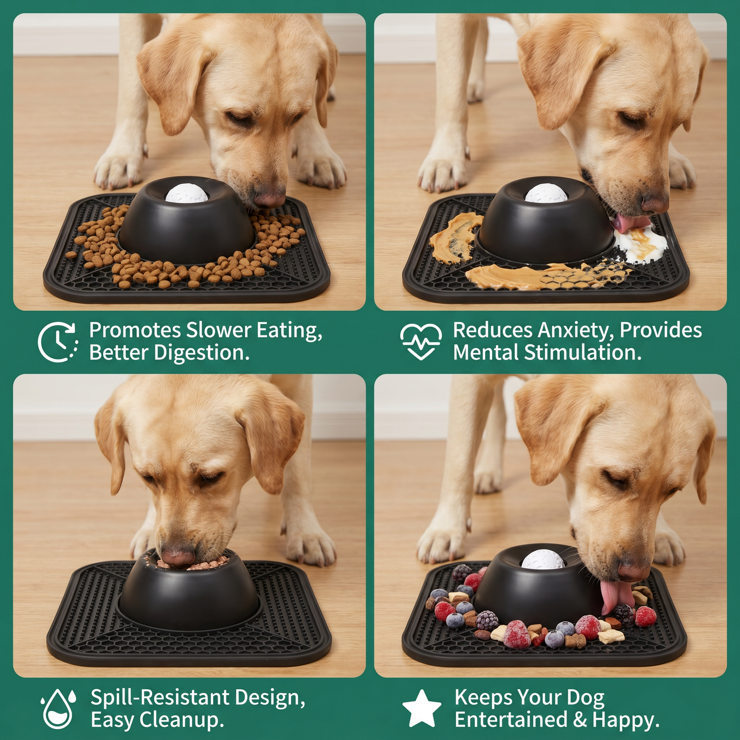 2in1 Slow Feeder Dog Bowl with Lick Mat