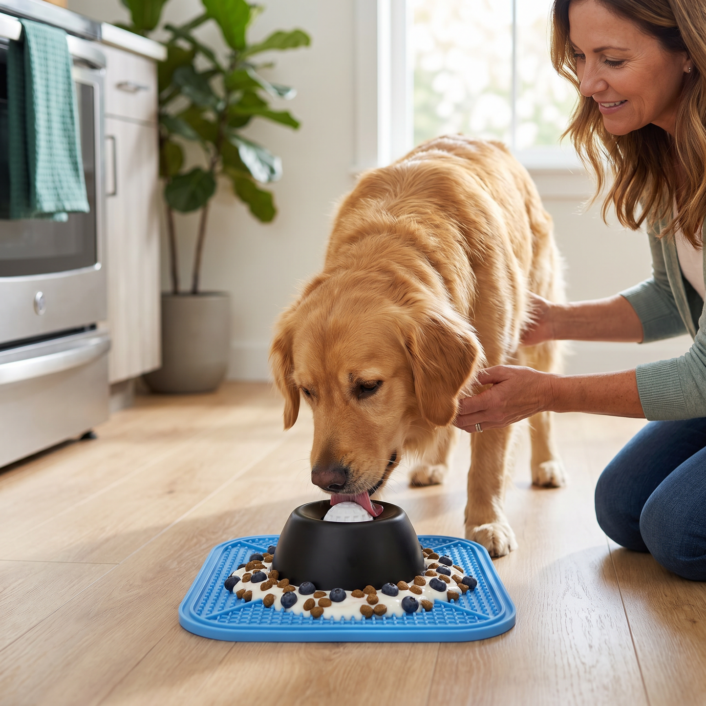 2in1 Slow Feeder Dog Bowl with Lick Mat
