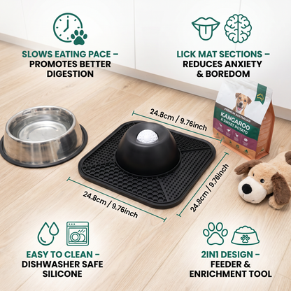 2in1 Slow Feeder Dog Bowl with Lick Mat