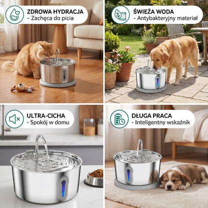 Smart Antibacterial Stainless Steel Pet Water Fountain – 4L Ultra-Quiet for Improved Pet Hydration & Health