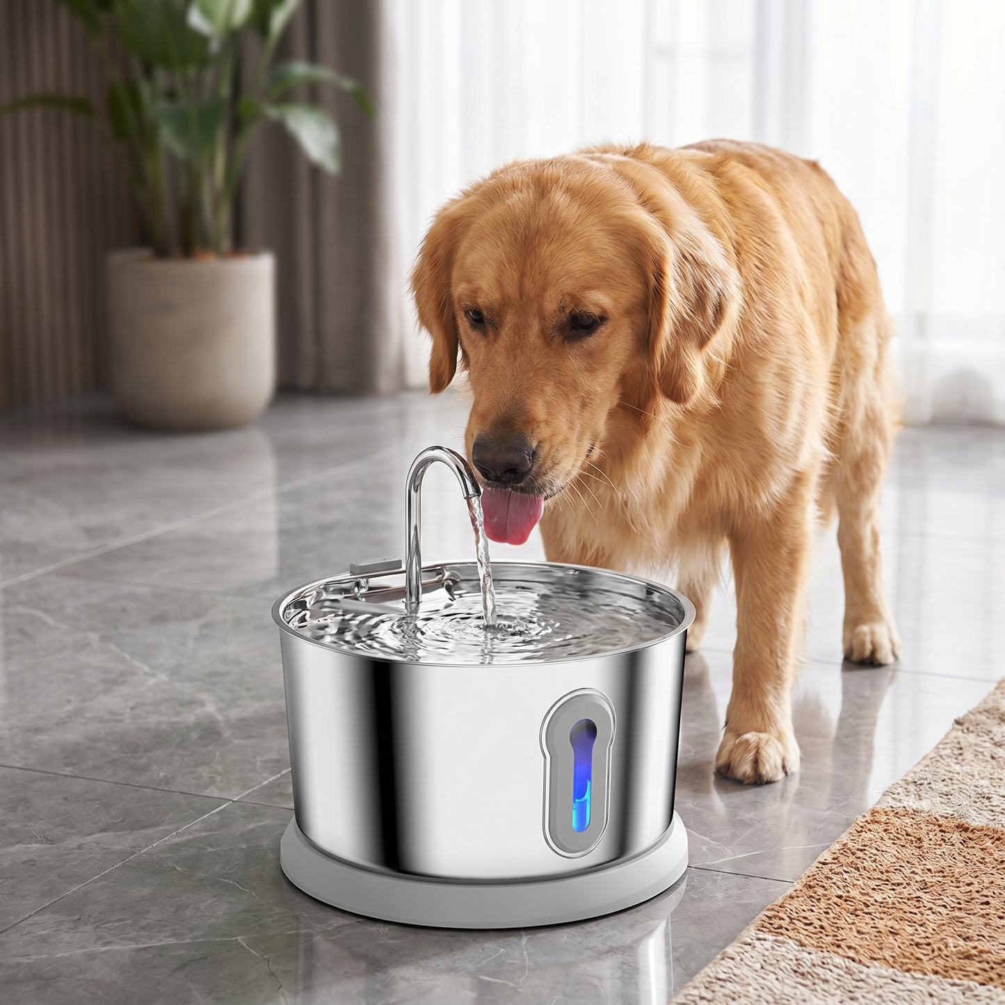 Smart Antibacterial Stainless Steel Pet Water Fountain – 4L Ultra-Quiet for Improved Pet Hydration & Health