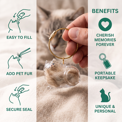 Cat Hair Keepsake Keychain – Pet Fur Memory Holder