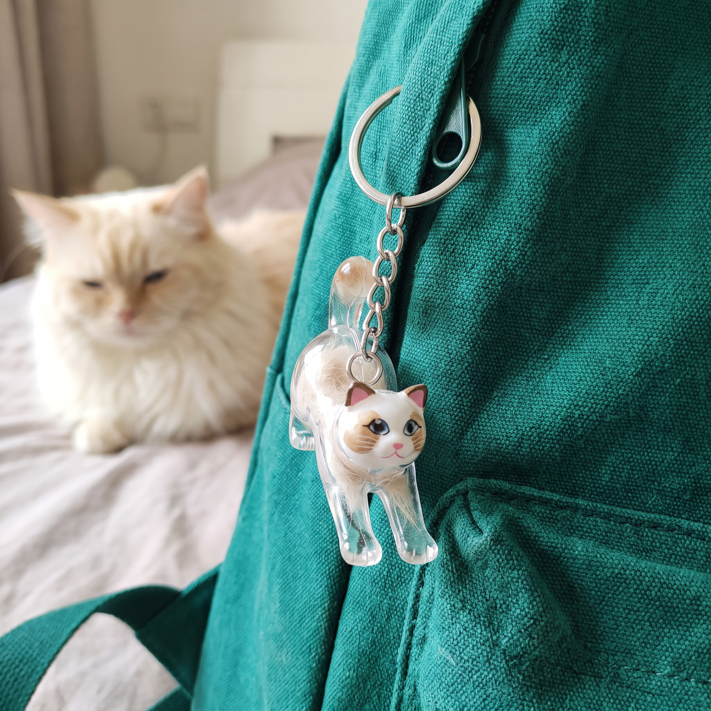 Cat Hair Keepsake Keychain – Pet Fur Memory Holder