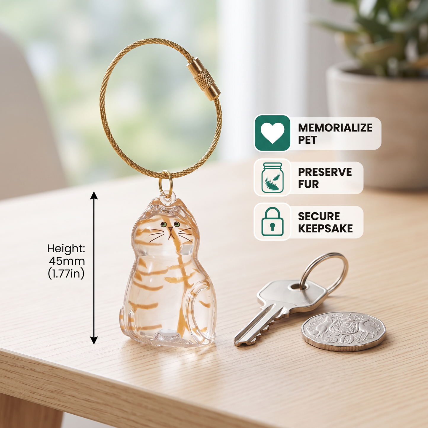 Cat Hair Keepsake Keychain – Pet Fur Memory Holder