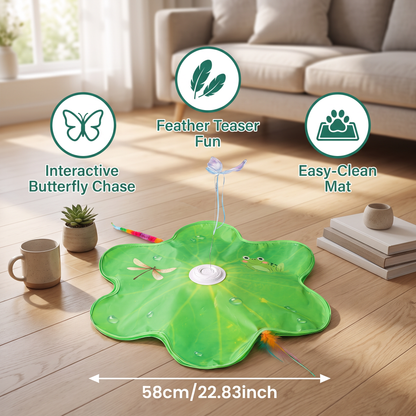3-in-1 Interactive Butterfly Cat Toy – Play Mat with Butterfly & Feather Teasers