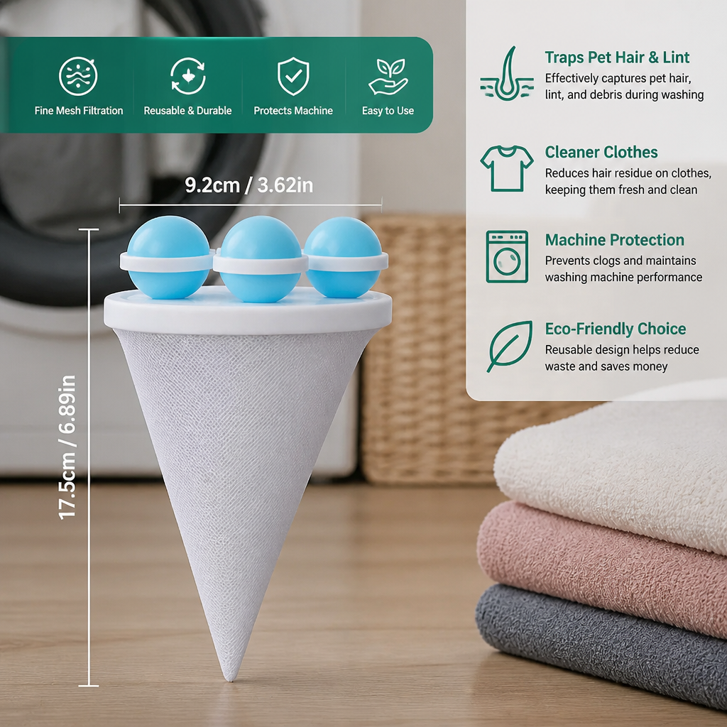 Pet Hair Laundry Filter for Washing Machines – Reusable Hair Catcher Bag