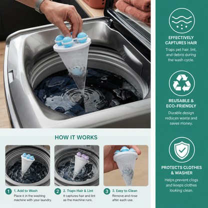 Pet Hair Laundry Filter for Washing Machines – Reusable Hair Catcher Bag