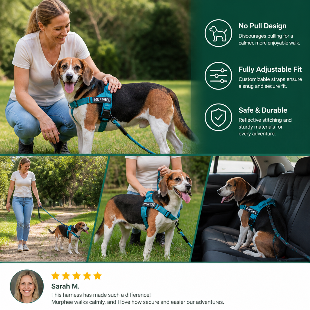 Personalized Reflective No-Pull Dog Harness with Custom Name Patch