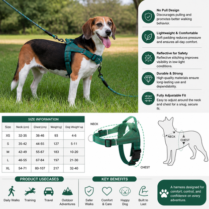 Personalized Reflective No-Pull Dog Harness with Custom Name Patch