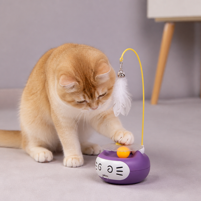 3in1 Interactive Catnip Cat Toy with Feather Wand & Bell