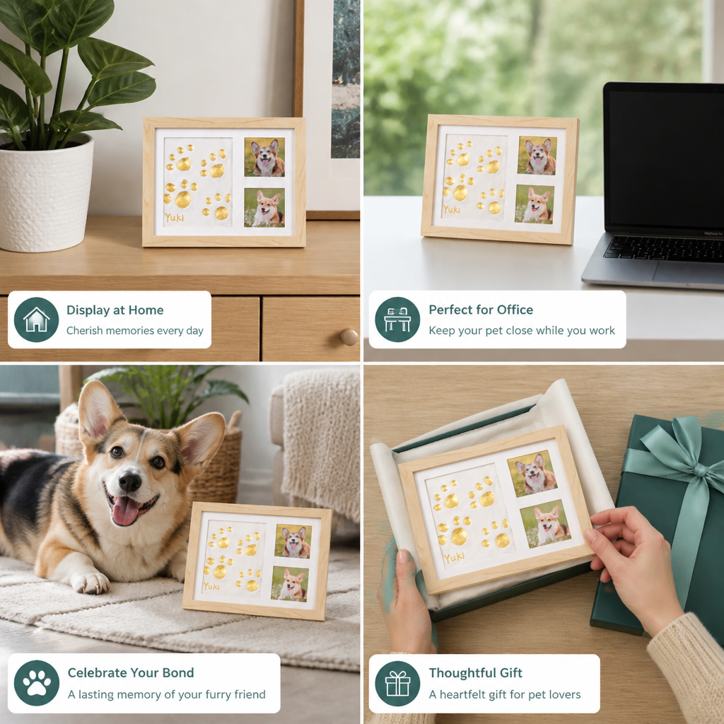 DIY Pet Paw Print Keepsake Frame Kit – Paw Impression & Photo Display