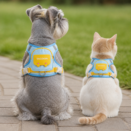 Adjustable Pet Harness with Storage Backpack for Small Dogs and Cats