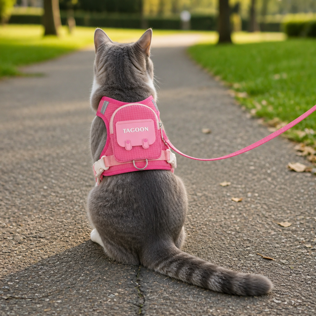 Adjustable Pet Harness with Storage Backpack for Small Dogs and Cats