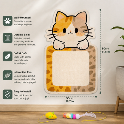 2-in-1 Wall-Mounted Cat Scratcher & Interactive Play Toy