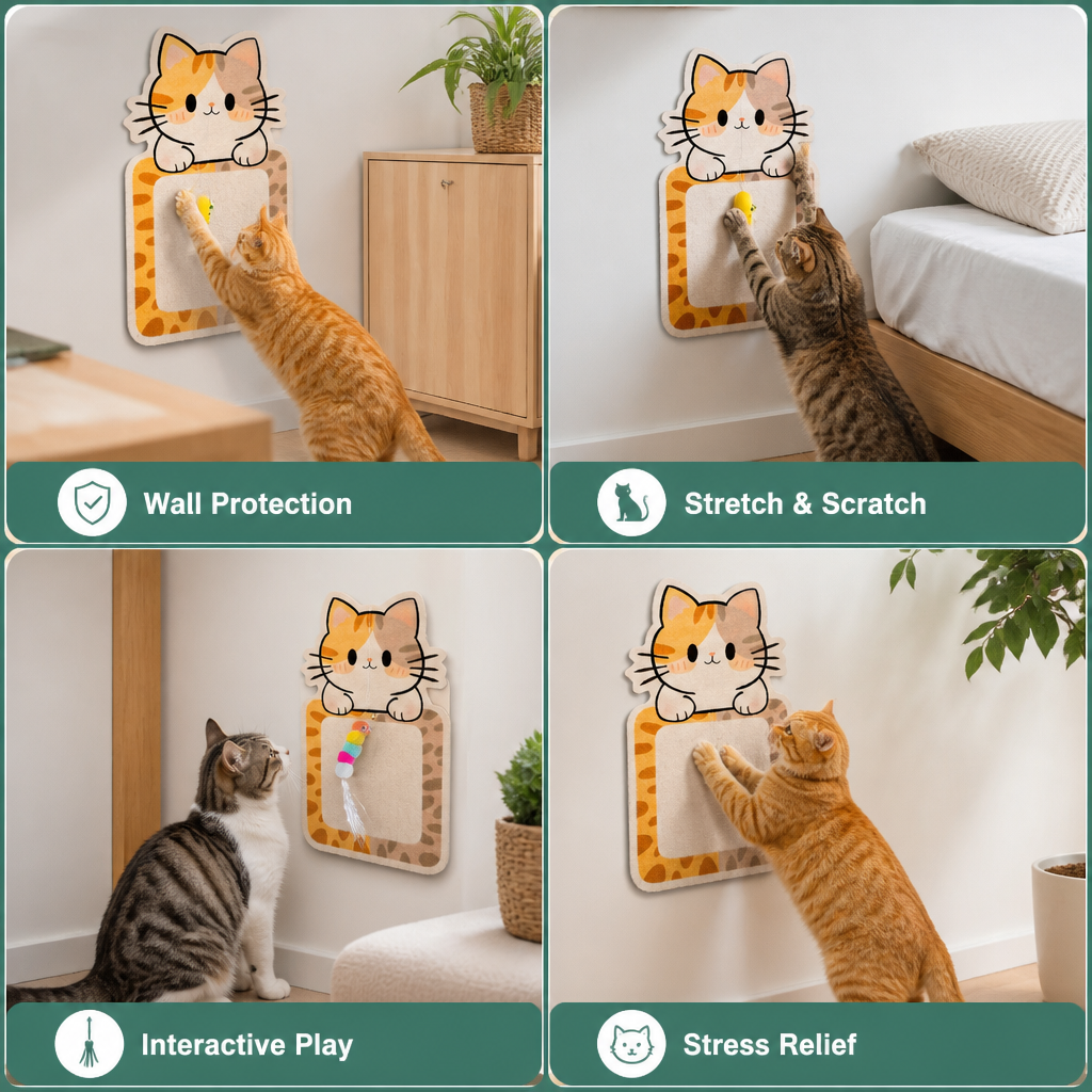 2-in-1 Wall-Mounted Cat Scratcher & Interactive Play Toy